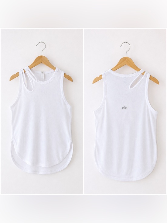 ALO Yoga Tops - ALO Yoga White Ribbed Sleeveless Tank